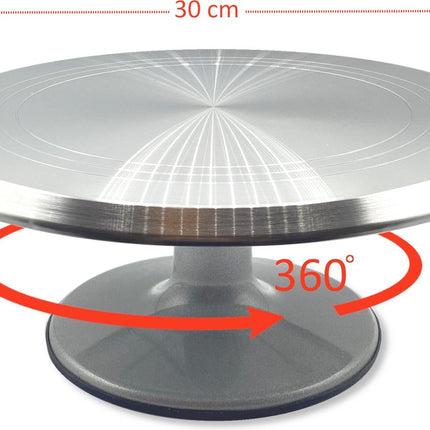 Plateau à gâteau de luxe - Plateau à gâteau rotatif - Plateau tournant à gâteau - Présentoir à gâteau - Cake Stand - Diamètre de Ø30 cm - Idéal pour la découpe et la préparation de gâteaux - Acier inoxydable brossé