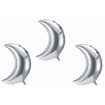 Lune Ballon Argent Petit (3 pièces)
