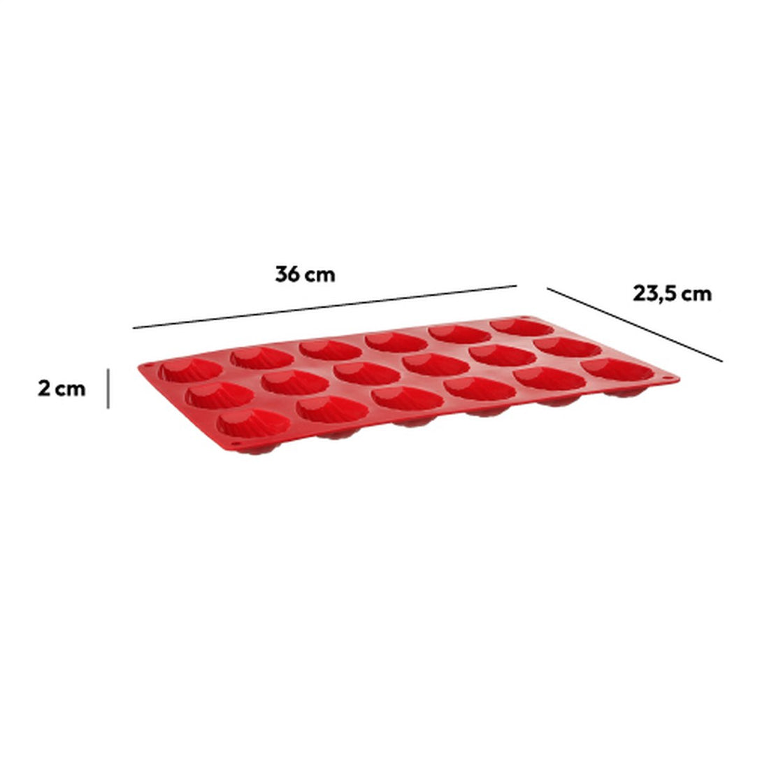 Madeleinebackform Silikon 36 x 23,5 x 2 cm für 18 Madeleines