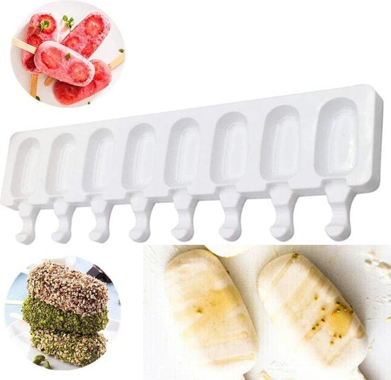 Magnum-Eisform aus Silikon mit 8 Mini-Backformen + 20 Stiele