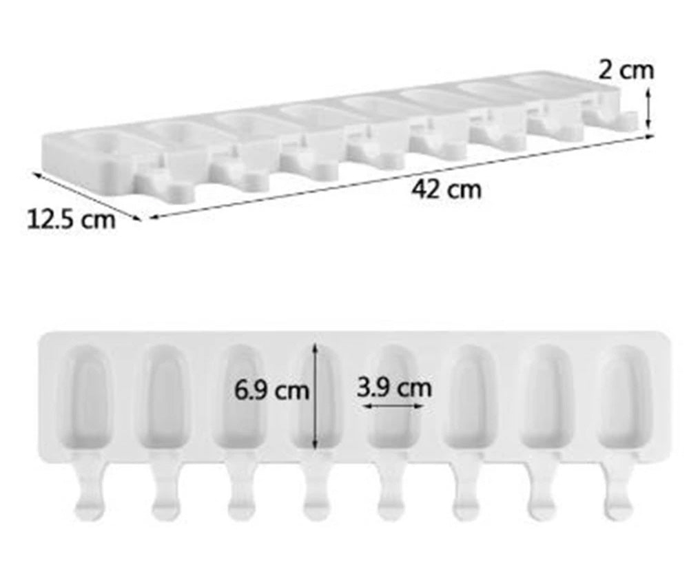 Magnum-Eisform aus Silikon mit 8 Mini-Backformen + 20 Stiele