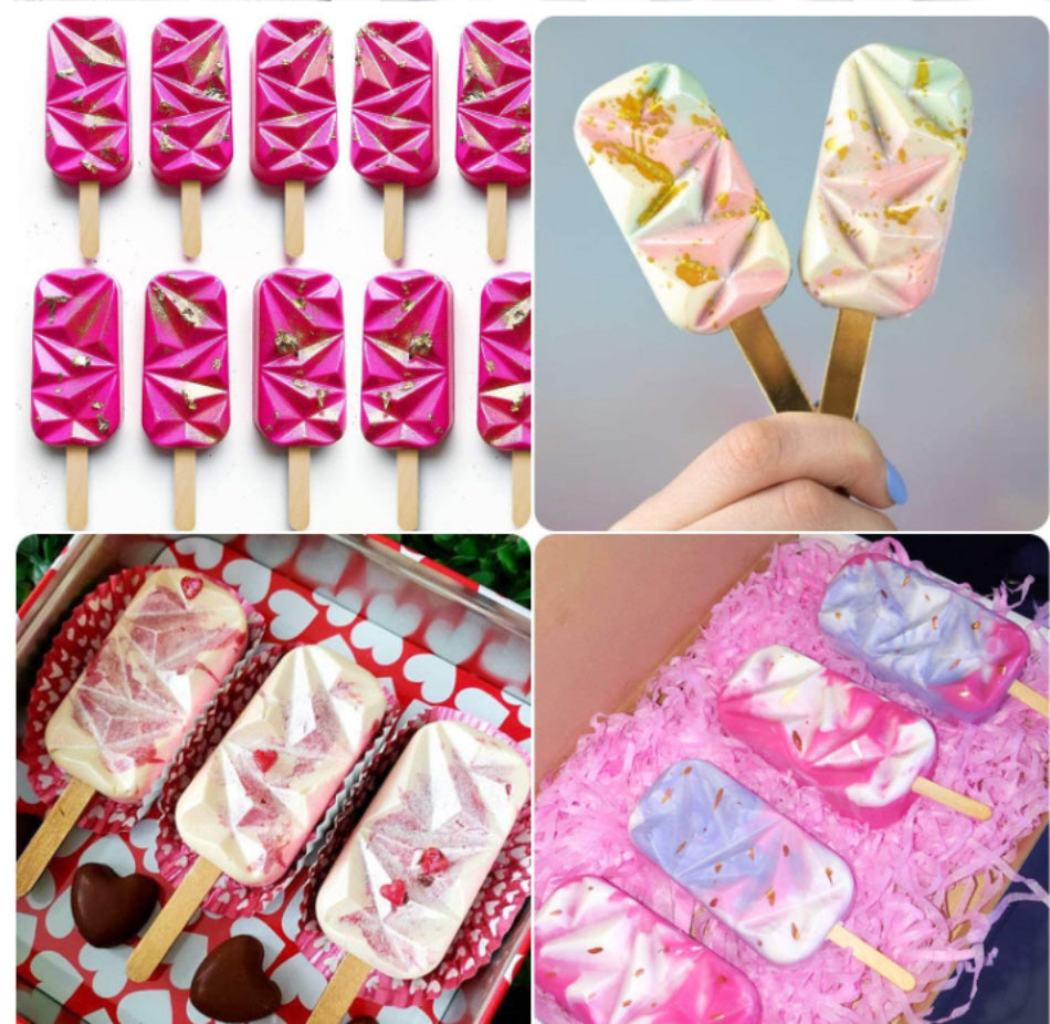 Magnum pops 4 |Chocoladevorm | Bakvorm siliconen | incl 20 stokjes
