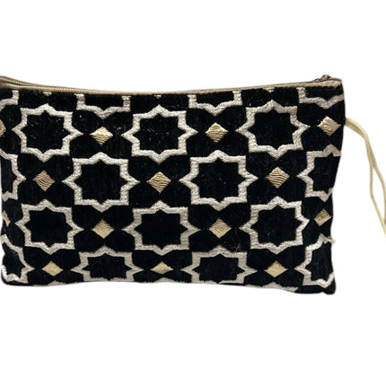 Trousse de maquillage géométrique prune faite à la main - Trousse marocaine motif zellige