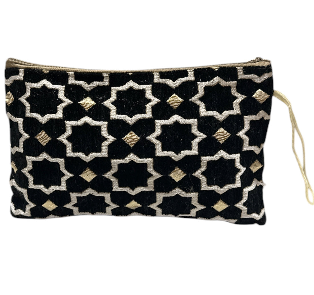 Handgemaakte Marokkaanse make-uptas Plum Geometric – etui met zellig-motief – foto 3