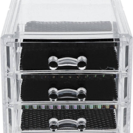 Organisateur bijoux/maquillage 3 tiroirs 15,5 x 10,5 cm en plastique - Boîte à bijoux - Boîte à maquillage - Organiseurs