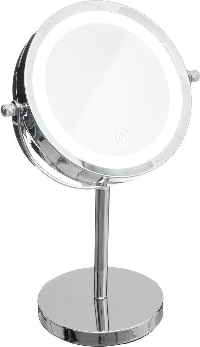 Make-up spiegel/scheerspiegel met LED verlichting op voet 18 cm