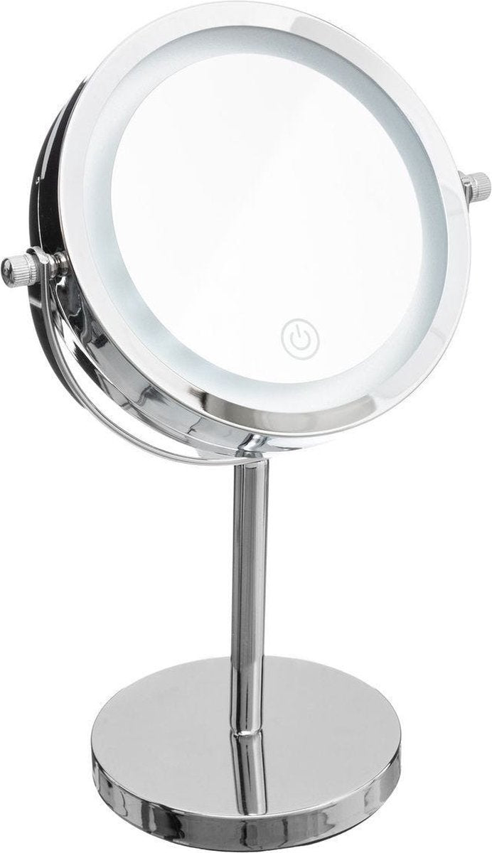 Make-up spiegel/scheerspiegel met LED verlichting op voet 18 cm