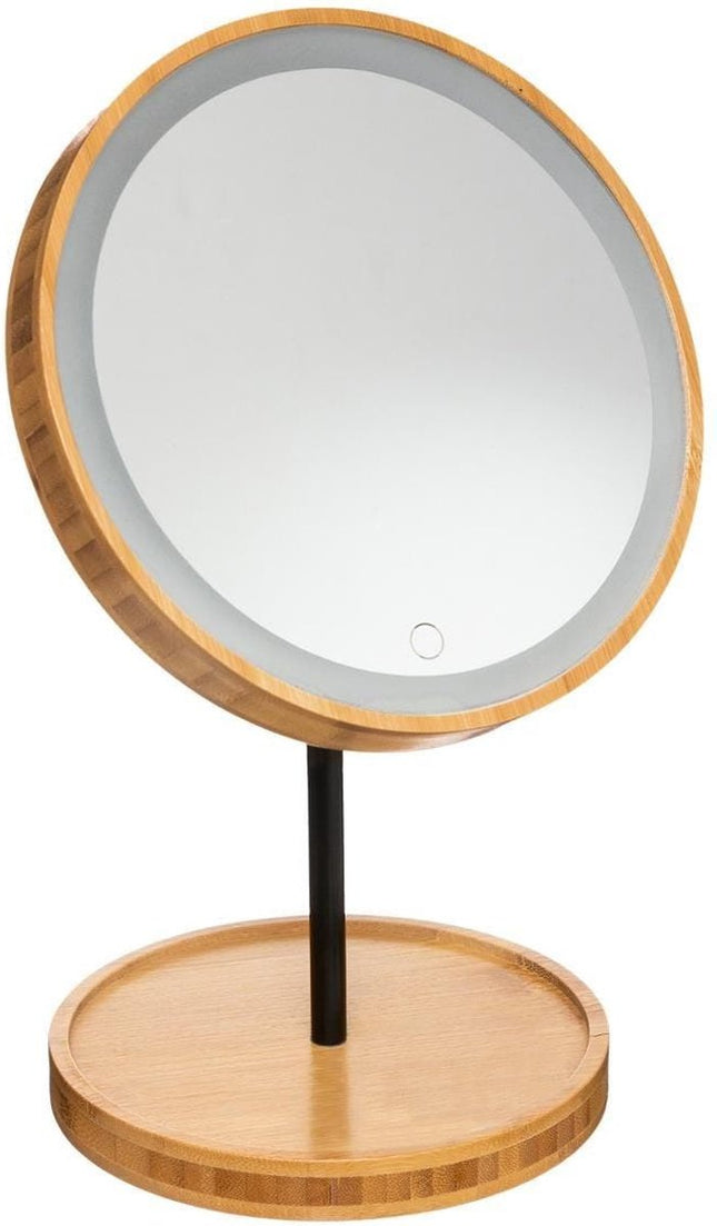 Miroir de maquillage LED bambou 19 x 31 cm
