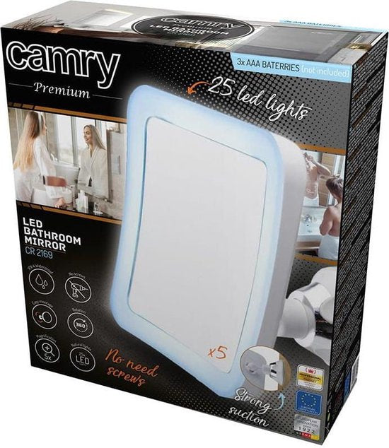 Verlichte make-upspiegel LED vierkant CR 2169 wit