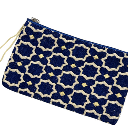 Trousse de maquillage géométrique prune faite à la main - Trousse marocaine motif zellige