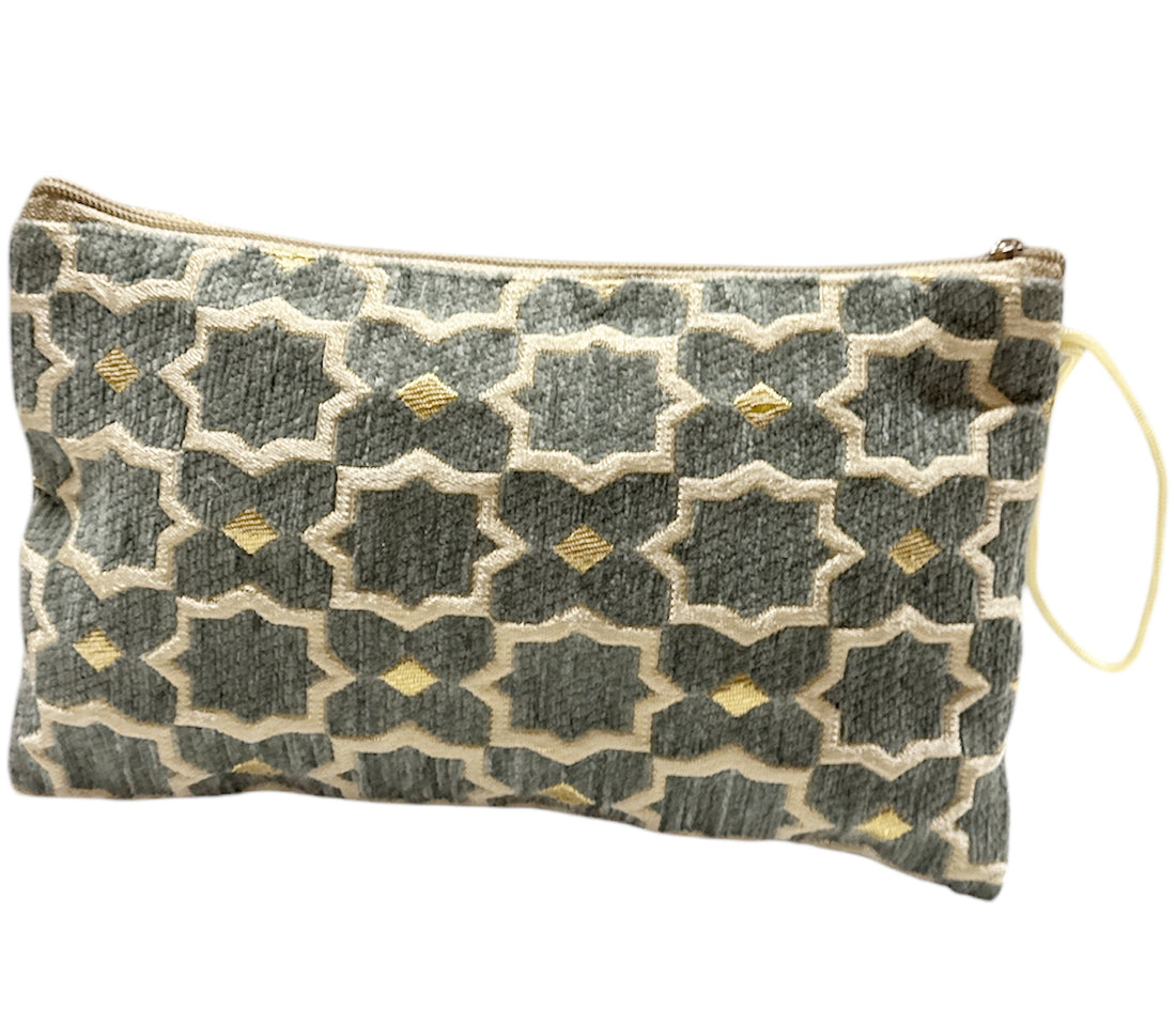 Handgemaakte Marokkaanse make-uptas Plum Geometric – etui met zellig-motief – foto 5
