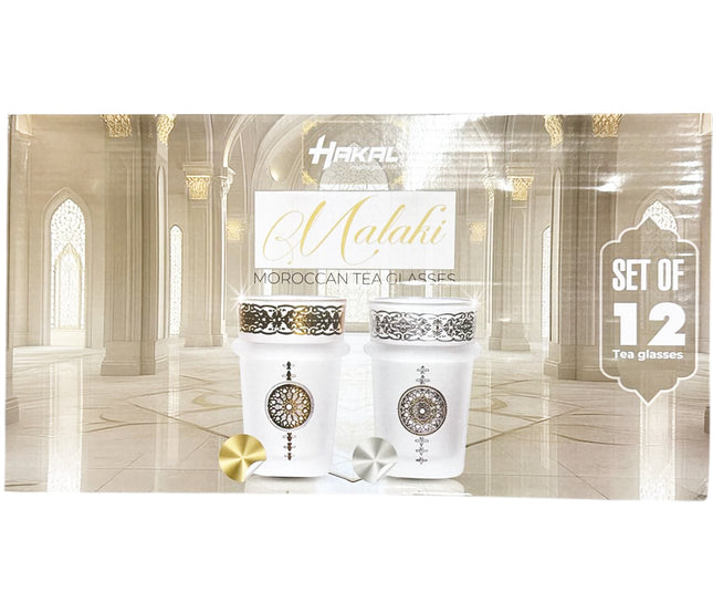 Hakal Malaki Verres à Thé Marocains – Design Doré – 9 cm – Lot de 12