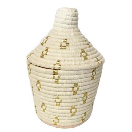 Panier berbère marocain blanc et doré