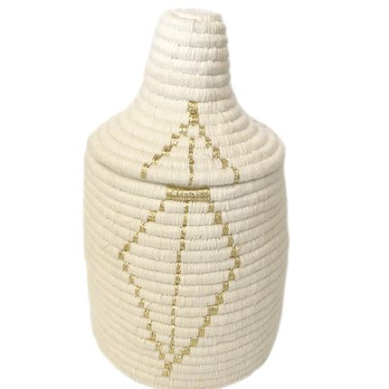 Panier marocain blanc-doré