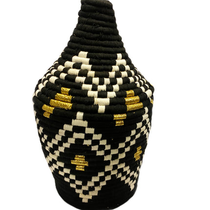 Panier marocain noir/blanc doré