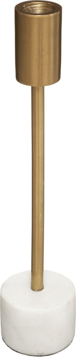 Marble candlestick height 27 cm white and gold | marble candle holder