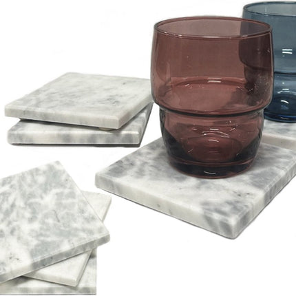 Set de 8 sous-verres en marbre pour verres - Blanc