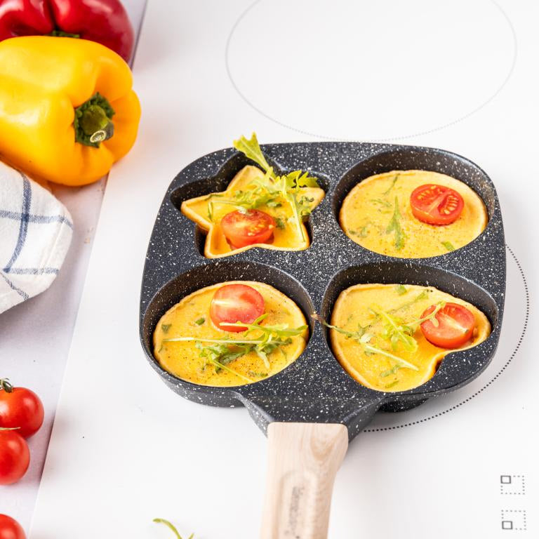 Klausberg KB7807 Marmeren Eier- en Pannenkoekenpan - 4 Secties - 19 x 19 cm
