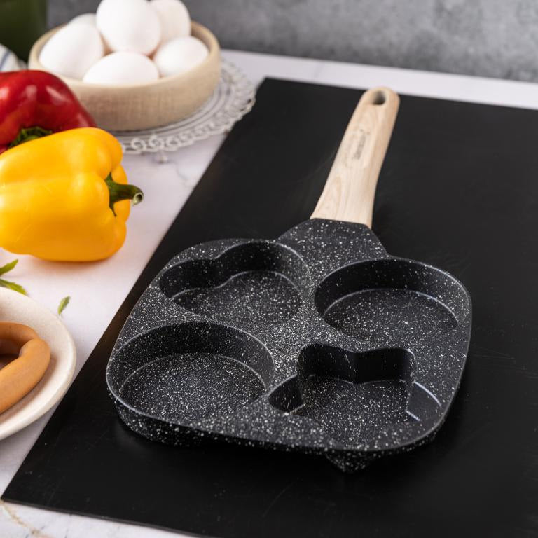 Klausberg KB7807 Marmeren Eier- en Pannenkoekenpan - 4 Secties - 19 x 19 cm
