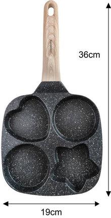 Klausberg Poêle à Œufs et Crêpes en Marbre à 4 Sections – Antiadhésive, Formes Créatives, 19x19 cm