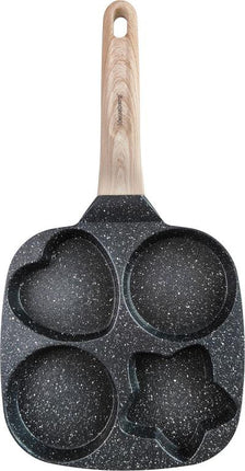 Klausberg Poêle à Œufs et Crêpes en Marbre à 4 Sections – Antiadhésive, Formes Créatives, 19x19 cm