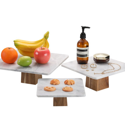 Présentoir à gâteaux en marbre plateau à gâteaux 100 % marbre naturel carré