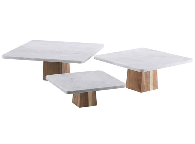 Présentoir à gâteaux en marbre plateau à gâteaux 100 % marbre naturel carré