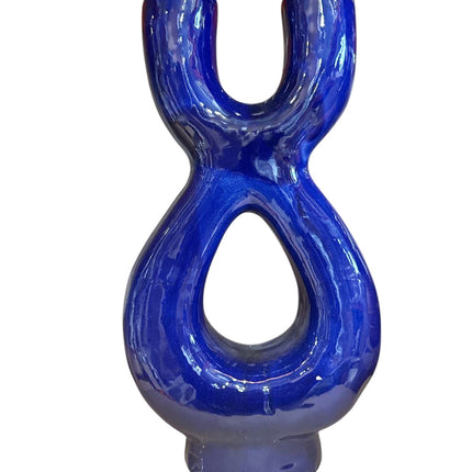 Vase Sculptural en Céramique Double – 36 cm – Design Moderne en Couleurs Variées