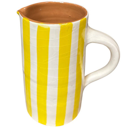 Pichet en céramique fait main à rayures – 22 cm – Disponible en 4 couleurs