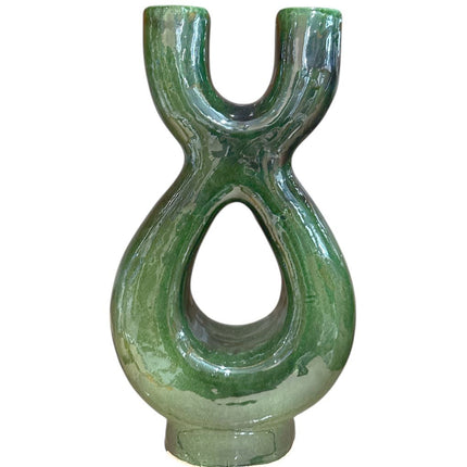 Vase Sculptural en Céramique Double – 36 cm – Design Moderne en Couleurs Variées