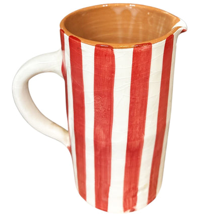 Pichet en céramique fait main à rayures – 22 cm – Disponible en 4 couleurs