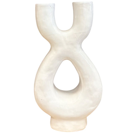 Vase Sculptural en Céramique Double – 36 cm – Design Moderne en Couleurs Variées