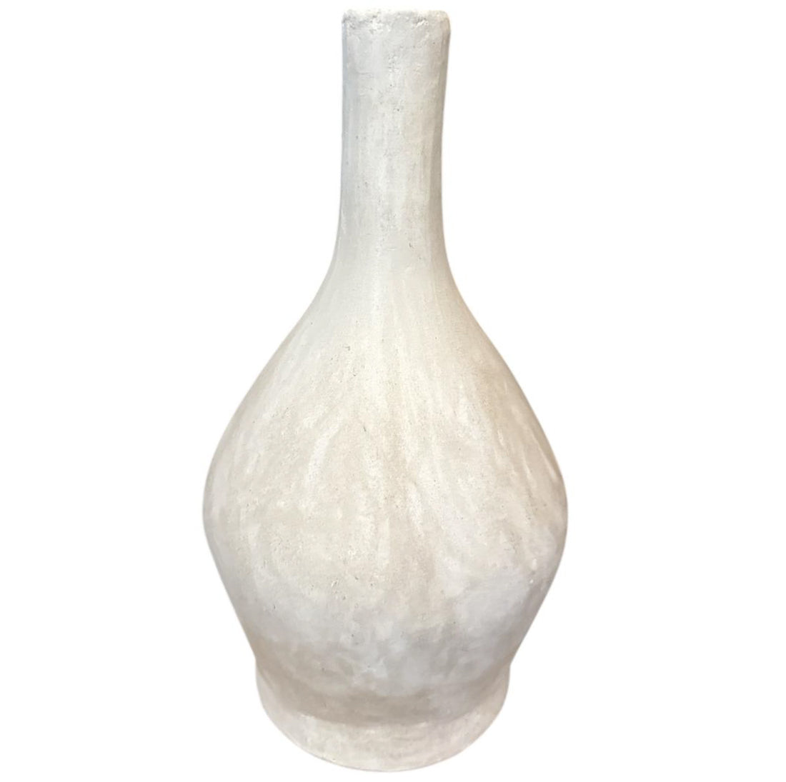Witte keramische vaas, 32 cm hoog – handgemaakt aardewerk met smalle hals – foto 3