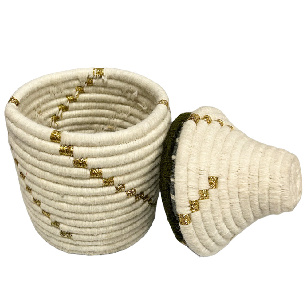 Marokkaans berbermandje raffia wol