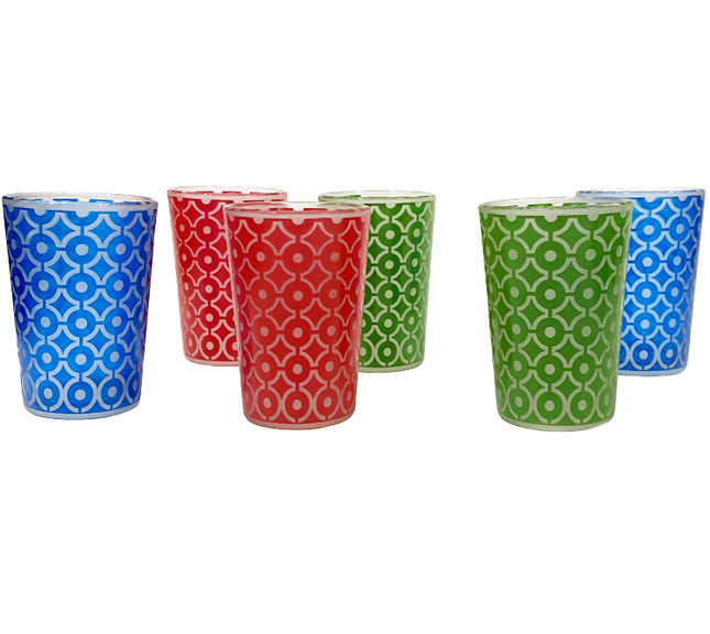 Verres à thé marocains colorés 6 pièces