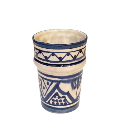 Mug Marocain Fait Main – Poterie Bleue – 10 cm de haut