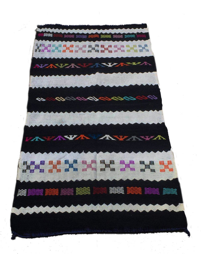 Tapis kilim noir/blanc 150 x 90 cm