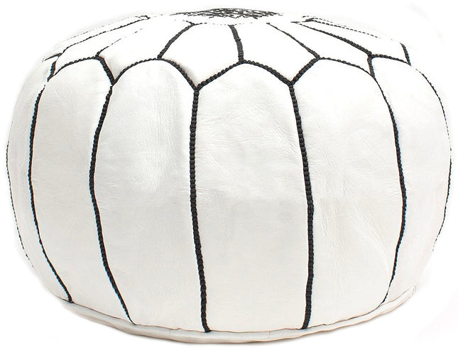 Pouf marocain blanc avec noir