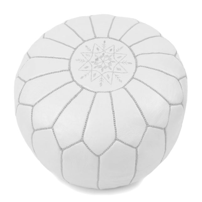 Pouf marocain blanc et gris