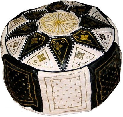 Pouf marocain noir et blanc
