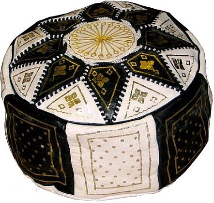 Pouf marocain noir et blanc
