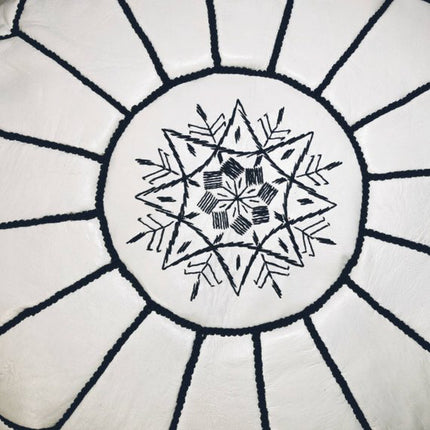 Pouf marocain blanc avec noir
