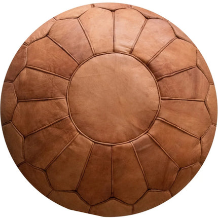 Pouf en Cuir Marocain Cognac - Rond - Ø60 x 35cm