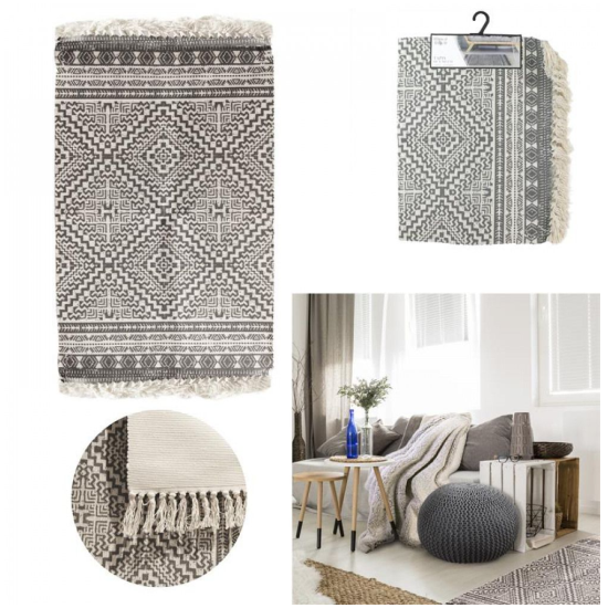 Ethnic rug with fringes 60x90cm diamond patterns
