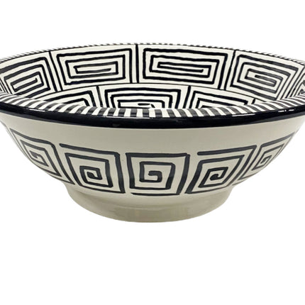 Vasque lavabo en céramique marocaine - noir et blanc