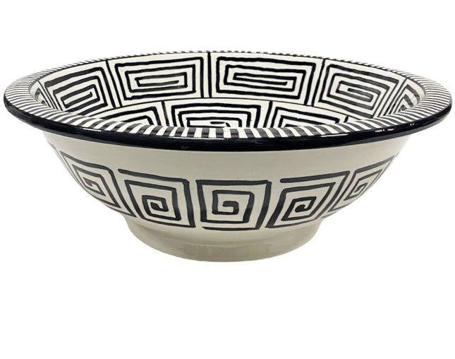 Vasque lavabo en céramique marocaine - noir et blanc