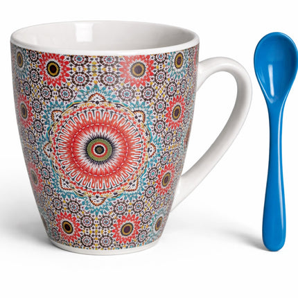 Mug marocain avec mosaïque Zellige et cuillère – Céramique – Multicolore