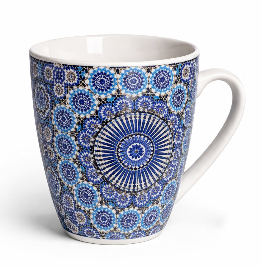 Marokkaanse Mok met Zellij Mozaïek & Lepel – Keramisch – Blauw – (±350 ml)