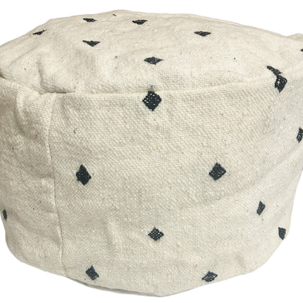 Pouf ou coussin de sol marocain kilim naturel noir et blanc