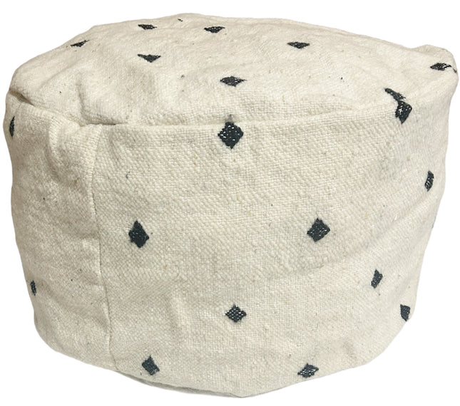 Pouf ou coussin de sol marocain kilim naturel noir et blanc